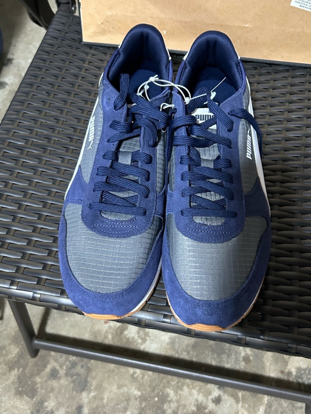 Puma Navy and Gray Men's Low-Top Sneakers